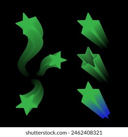 Vector collection of neon green stars