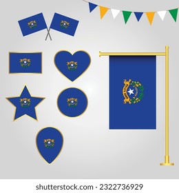 vector collection of Nevada State of Usa emblems and icons in different shapes