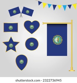 Vektorgrafik von New Hampshire State of US sa Embleme und Symbole in verschiedenen Formen