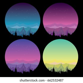Vector collection of night cityscape and nature
city silhouettes and starry sky llustration