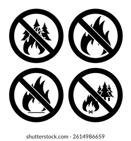 vector collection of no forest fire icons