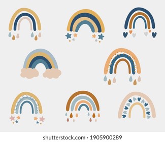 Colección vectorial para decoración de vivero con bonitos arcos de color pastel. Perfecto para la ducha de bebé, cumpleaños, fiesta infantil, vacaciones de verano, huellas de ropa