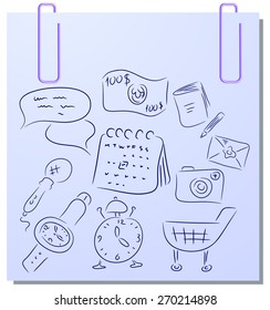 Vector collection objects on a blue sticker