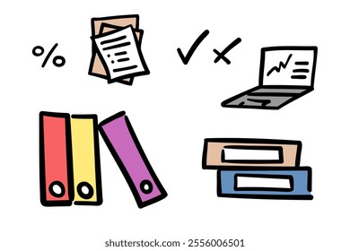 Vector collection of office elements. Economy, financial doodles set.