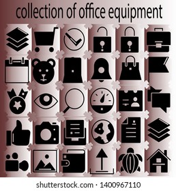 Vector collection of office equipment icons is easy to use and edited to change color