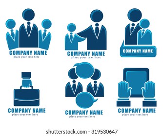 vector collection of office workers and business team logo and emblems
