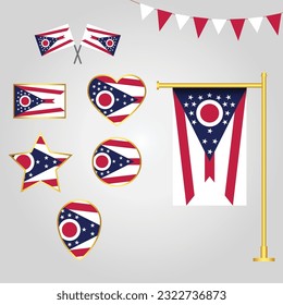 vector collection of Ohio State of Usa emblems and icons in different shapes