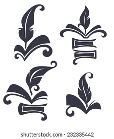 vector collection of old books, reading and writing symbols