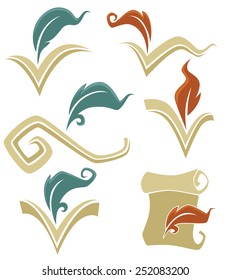 vector collection of old books, reading and writing symbols