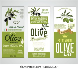 Vector collection of olive oil labels 