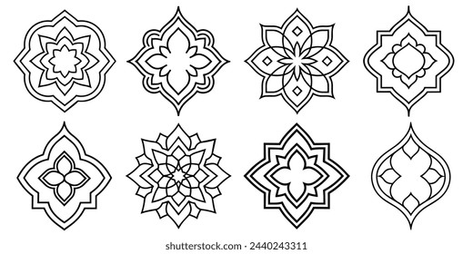 Vector collection of oriental ornaments for design of backgrounds, wallpapers, greeting cards