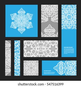 Vector collection of ornamental business cards, oriental pattern. 