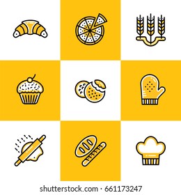 Vector collection of outline icons, bakery and cooking. High quality icons suitable for websites, print and illustration