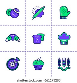 Vector collection of outline icons, bakery and cooking. High quality icons suitable for websites, print and illustration