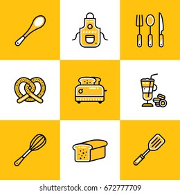Vector collection of outline icons, bakery, cooking. Premium quality modern icons suitable for info graphics, print media and interfaces