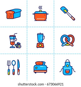 Vector collection of outline icons, bakery, cooking. Premium quality modern icons suitable for info graphics, print media and interfaces
