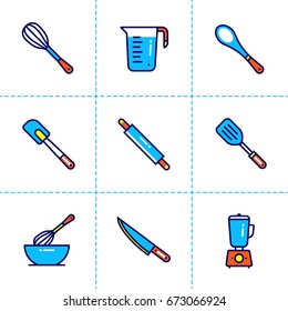 Vector collection of outline icons, bakery, cooking. Premium quality modern icons suitable for info graphics, print media and interfaces