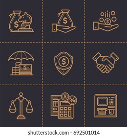 Vector collection of outline icons, finance, banking. Premium quality modern icons suitable for info graphics, print media and interfaces