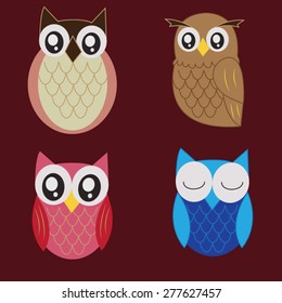 Vector collection of owls