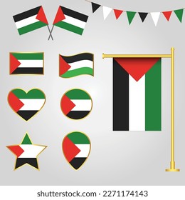 Vector collection of Palestine flag emblems and icons in different shapes vector illustration of Palestine 