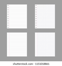 Vector Collection of Paper Sheets with Shadows Isolated on Gray Background.