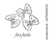 Vector collection of pasta. Farfalle. Hand-drawn sketches. Vintage style engraving