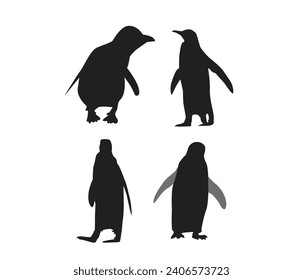 Colección vectorial de siluetas de pingüino.