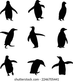 A vector collection of penguins for artwork compositions