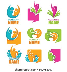 vector collection of people argue and strike and competition symbols and logo