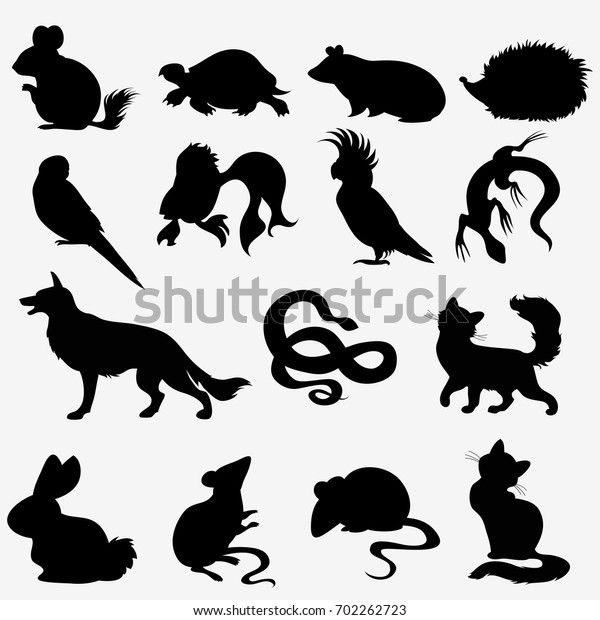 Vector Collection Pet Silhouettes Stock Vector (Royalty Free) 702262723
