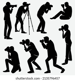 Vector collection of photographers silhouettes