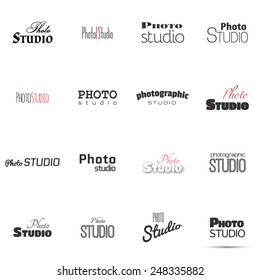 Vector collection of photography logo templates. Modern mass media icons. Photo labels