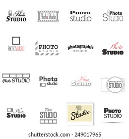 Vector collection of photography logo templates. Modern mass media icons. Photo labels.
