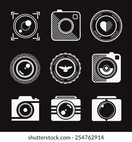 Vector collection of photography logo templates. Photography vintage and modern badges and photo labels. Photocam logotypes.