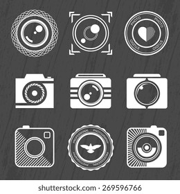 Vector collection of photography logo templates. Photography vintage and modern badges and photo labels. Photocam logotypes.