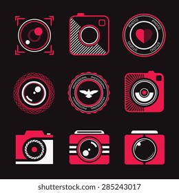 Vector collection of photography logo templates. Photography vintage and modern badges and photo labels. Photocam logotypes.
