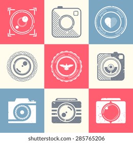 Vector collection of photography logo templates. Photography vintage and modern badges and photo labels. Photocam logotypes.