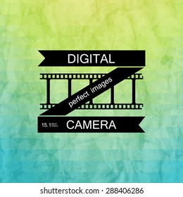 Vector collection of photography logo templates. Photocam logotypes.Bright colored geometric background.