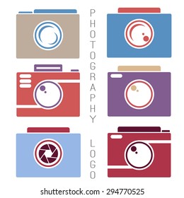 Vector collection of photography logo templates. Photocam logotypes. Photography vintage badges icons. Modern mass media icons. Photo labels. Photocamera retro, Photocamera body, Photocamera concept.