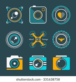Vector collection of photography logo templates. Photography vintage and modern badges and photo labels. Photocam logotypes.
