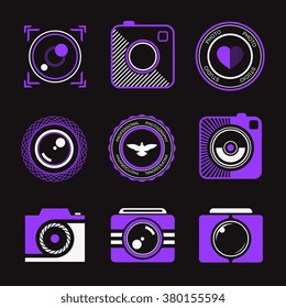 Vector collection of photography logo templates. Photography vintage and modern badges and photo labels. Photocam logotypes.