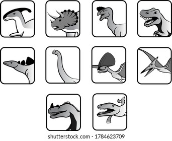 
Vector collection of pictograms with dinosaurs. Jurassic period creatures