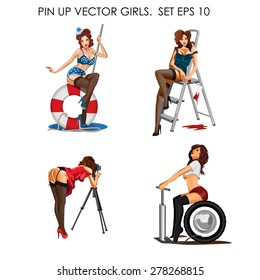 Vector collection of pin up girls