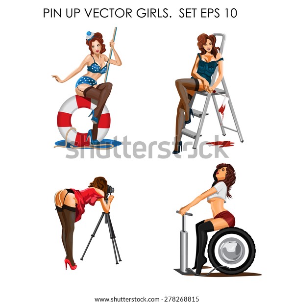 Vector Collection Pin Girls Stock Vector Royalty Free