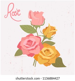 vector collection of pink and yellow realistic roses