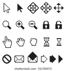 Vector collection of pixel computer icons