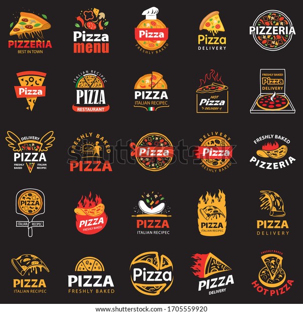 Vector Collection Pizza Emblems Badges Elements Stock Vector (Royalty ...