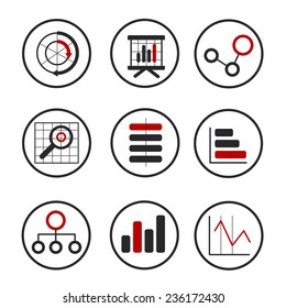 Vector collection of plane icons on a theme of computer technology and Big Data