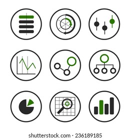 Vector collection of plane icons on a theme of computer technology and Big Data