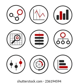 Vector collection of plane icons on a theme of computer technology and Big Data